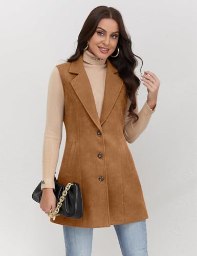 Image of IDEALSANXUN Plaid Vest for Women Fall Winter Sleeveless Blazer Jackets