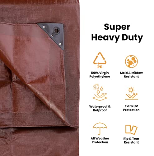 WHITEDUCK 8' x 10' Super Heavy Duty Poly Tarp Thick 16 Mil, Waterproof 100% UV Resistant Rip/Tear Proof Tarp w/Rustproof Grommets & Reinforced Edges (Finished Size: 7'6"x9'6") by WHITEDUCK - Image 2