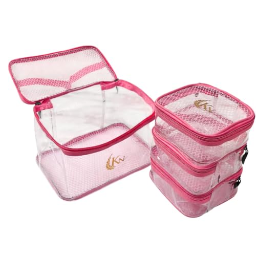 Image of Trendifly Set of 4 PVC Transparent Toiletry Travel Organizer Pouch for Women & Girls | Makeup Cosmetic Vanity Unisex Organiser Bag for Travelling | Jewellery Medicine & Shaving Kit Holder for Men
