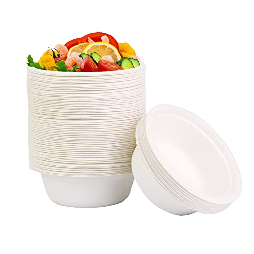 AHPYEUHK Einweggeschirr Suppenschalen Einweg 500ml Einwegschüsseln 60Stück Schalen Zuckerrohr Bagasse Einwegschalen, Suppenschalen, Suppenteller Umweltfreundlich & Kompostierbar Schüssel