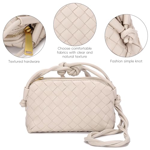 Woven Crossbody Bags for Women - Lightweight Vegan Leather Shoulder Purse with Zipper Closure2