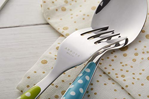ANNOVA 24PCS Flatware Set - Stainless Steel Silverware/Cutlery with Color Handles - 6 x Dinner Forks, 6 x Dinner Knives, 6 x Dinner Spoons, 6 x Dessert Spoons - Service for 6 (Mix Color) by Annova - Image 7