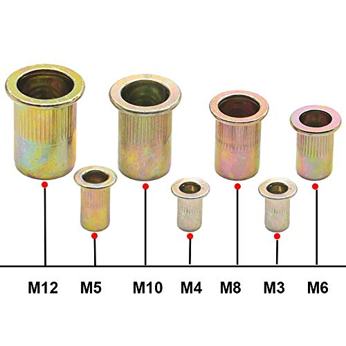 170Pcs Carbon Steel Metric Rivet Nuts M3 M4 M5 M6 M8 M10 M12 Threaded Rivet Insert Nutsert Rivnuts Kit #TOP5