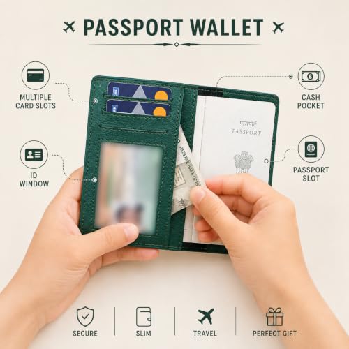 Image of WALLETKART Personalized Leather Name Passport Cover for Men & Women | Customized Family Passport Holder | Travel Gift Combo for Family (Pack of 4)