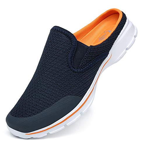 SMajong Sabots Femmes Hommes Mules Respirant Chaussures de Jardin Pantoufle de Maison Souple Confort Chaussons Intérieur Extérieur Bleu Orange Taille:48 EU