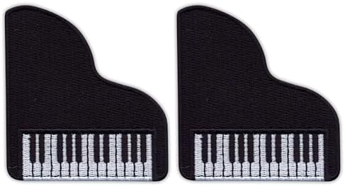 Set of Two - Patchion PIANOFORTE - Black Piano - Black Hook and Loop - Embroidered Patch/Badge/Emblem image 3