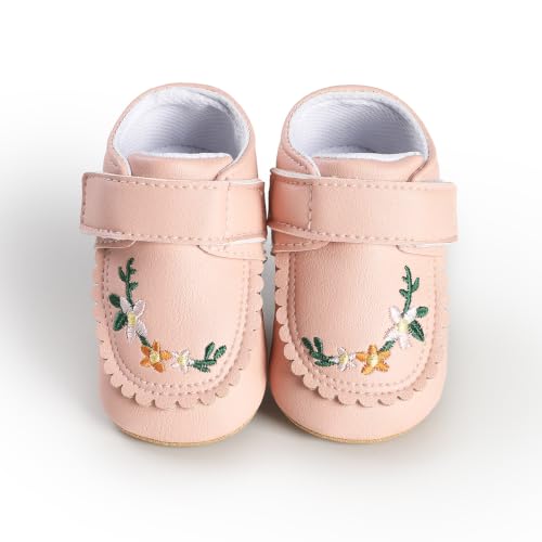 Image of HsdsBebe Baby Boys Girls Pu Leather Hard Bottom Walking Sneakers Toddler Rubber Sole First Walkers Infant Cartoon Slippers Crib Shoes