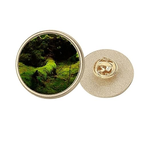 Broche ronde en métal doré et herbe verte : rehaussez instantanément une veste unie trop terne