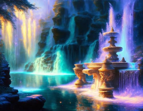 Toile avec fontaine magique et eau lumineuse pour transformer votre intérieur en havre de paix