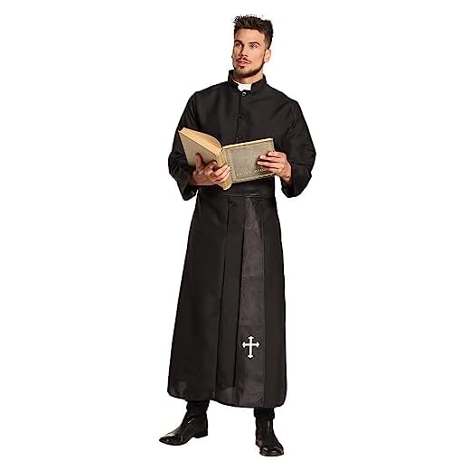 Boland - Disfraces para adultos sacerdote, toga y cinturón, negro, túnica, santo, cardenal, sacerdote, iglesia, fiesta de lema, carnaval