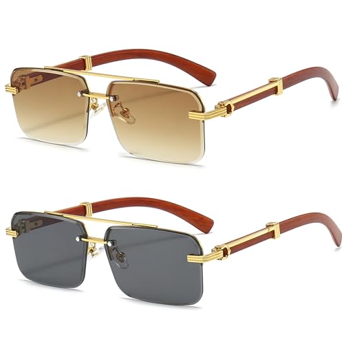 Image of Fashion Rimless Rectangle Sunglasses Mens Womens Frameless Square Sun Glasses UV 400