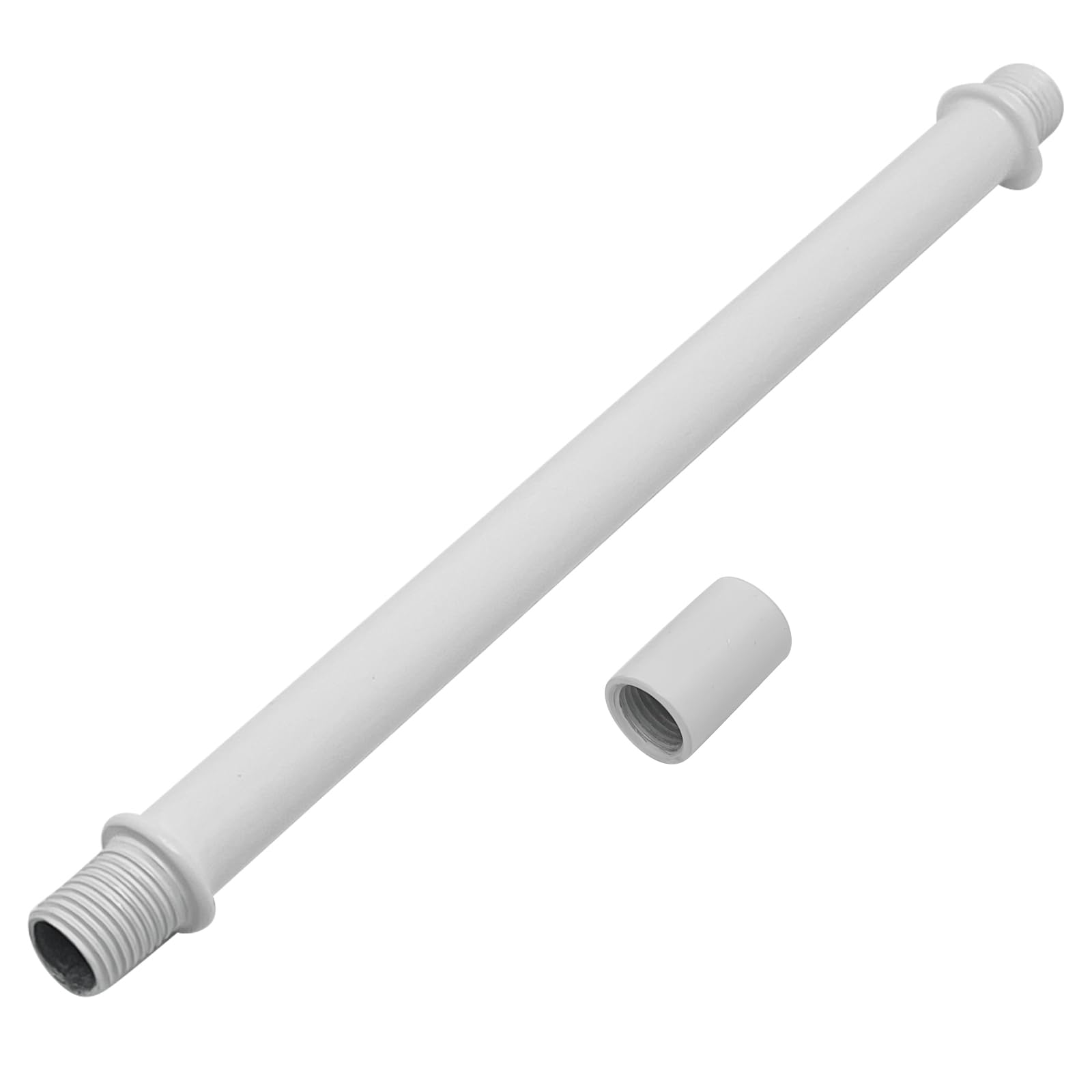 4pcs White M10 Straight Pipe Lamp Stem Kit with Connector,Threaded Extension Rod Metal Lamp Parts Replacement,with 4pcs M10 Connector(Length:150mm/5"")