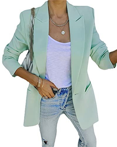 Onsoyours Blazer Mujer Chaqueta de Traje Slim Fit Elegante Casual OL Oficina Negocios Outwear Solapa Manga Larga Chaqueta de Traje para Mujer con Bolsillo Verde S