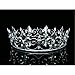 Men's Full King's Crown for Theather Prom Party - Clear Crystals Silver Plating T373