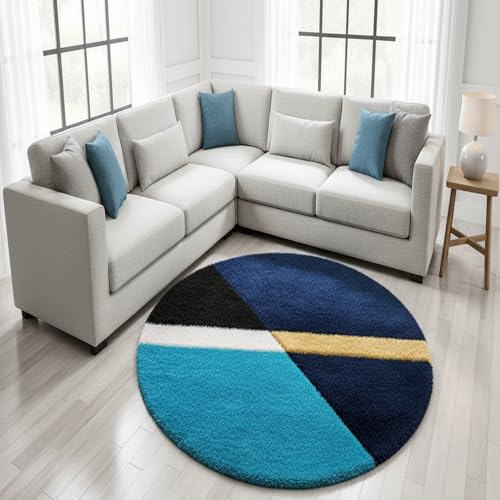 Image of Vintage Threads (Aqua Cut 6x6 Ft Shaggy Carpet for Living Room & Bedroom | Ultra Soft Plush Long Pile Rug | Thick Fluffy 3D Modern Floor Carpet | Cozy Luxury Home Decor Rug