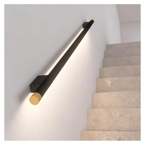 Lampe d'escalier DEL 200cm en aluminium noir avec détecteur