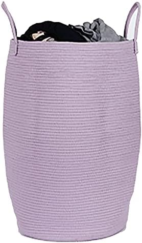 hampers for laundry hamper basket Purple blanket clothes woven cotton rope blankets living room large tall with handles modern cloth dorm dirty big throw basket with fabric toy cloths round