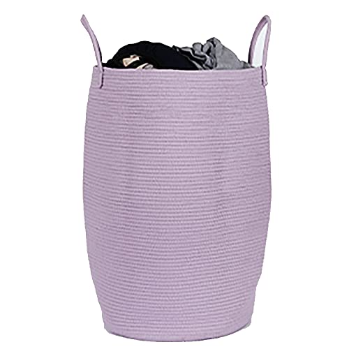 Hampers For Laundry Hamper Basket Purple Blanket Clothes Woven Cotton Rope Blankets Living Room Large Tall With Handles Modern Cloth Dorm Dirty Big Throw Basket With Fabric Toy Cloths Round #TOP2