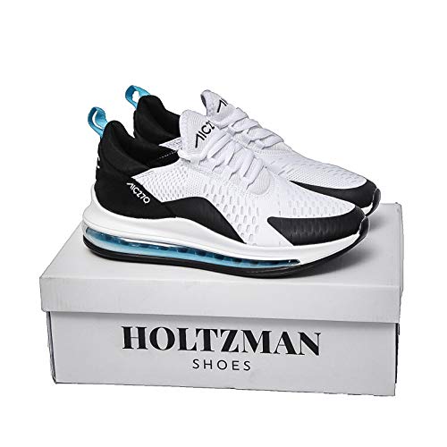 Image of HOLTZMAN A /C 270 Woven Fabric Comfortable Lightweight Flexible Sports /Running Shoe for Men (Color: White & Blue, Size: 7)