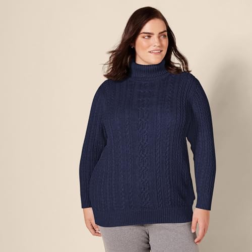 Image of Amazon Essentials Women's Long Sleeve Fisherman Cable Knit Turtleneck Sweater (Available in Plus Size)