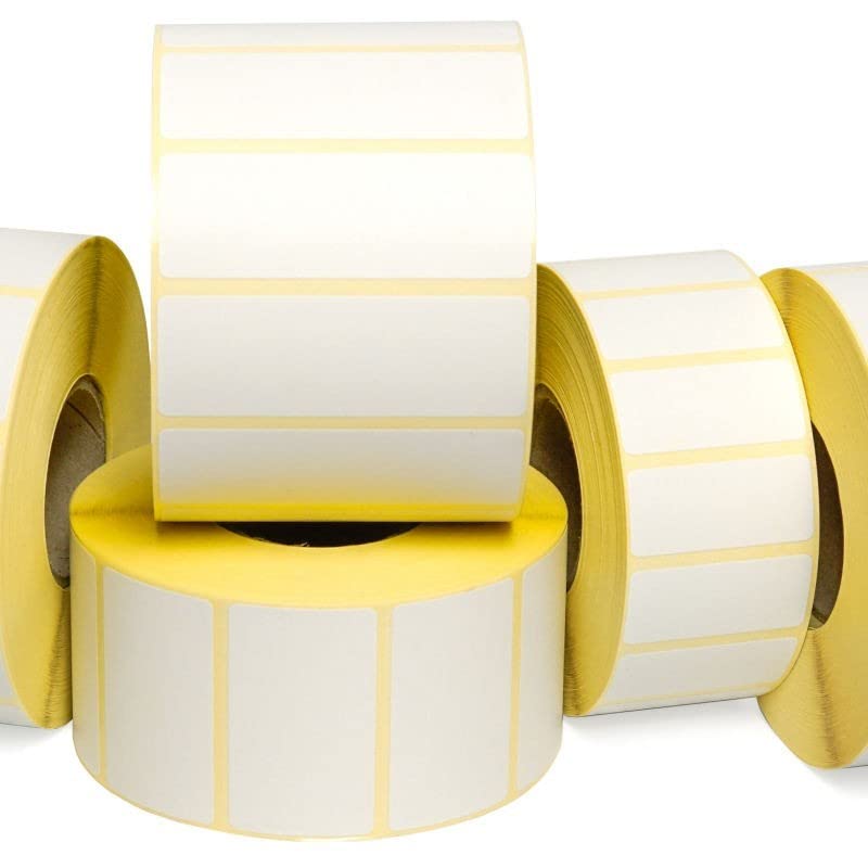 E584340100B Confezione 30 Rotoli di Etichette Bianche, 58x43 mm, Adesive Termiche per Bilancia, 1000 Etichette a Rotolo, Foro 40 mm