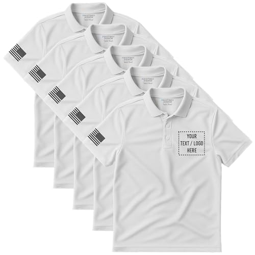 5 Pack Custom Polo Shirts for Men, Customized Polo Shirt, Moisture Wicking Dry Fit Short Sleeve Collared Work Wear, Golf Apparel Black4