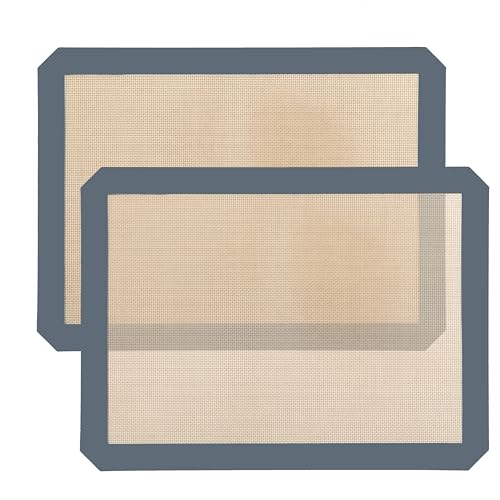 XSSDPDC 2-Pack Non-Stick Silicone Baking Mat, Food Safe Silicone Mats for Baking Cookies and Macarons - Silicone Baking Sheet(Gray）