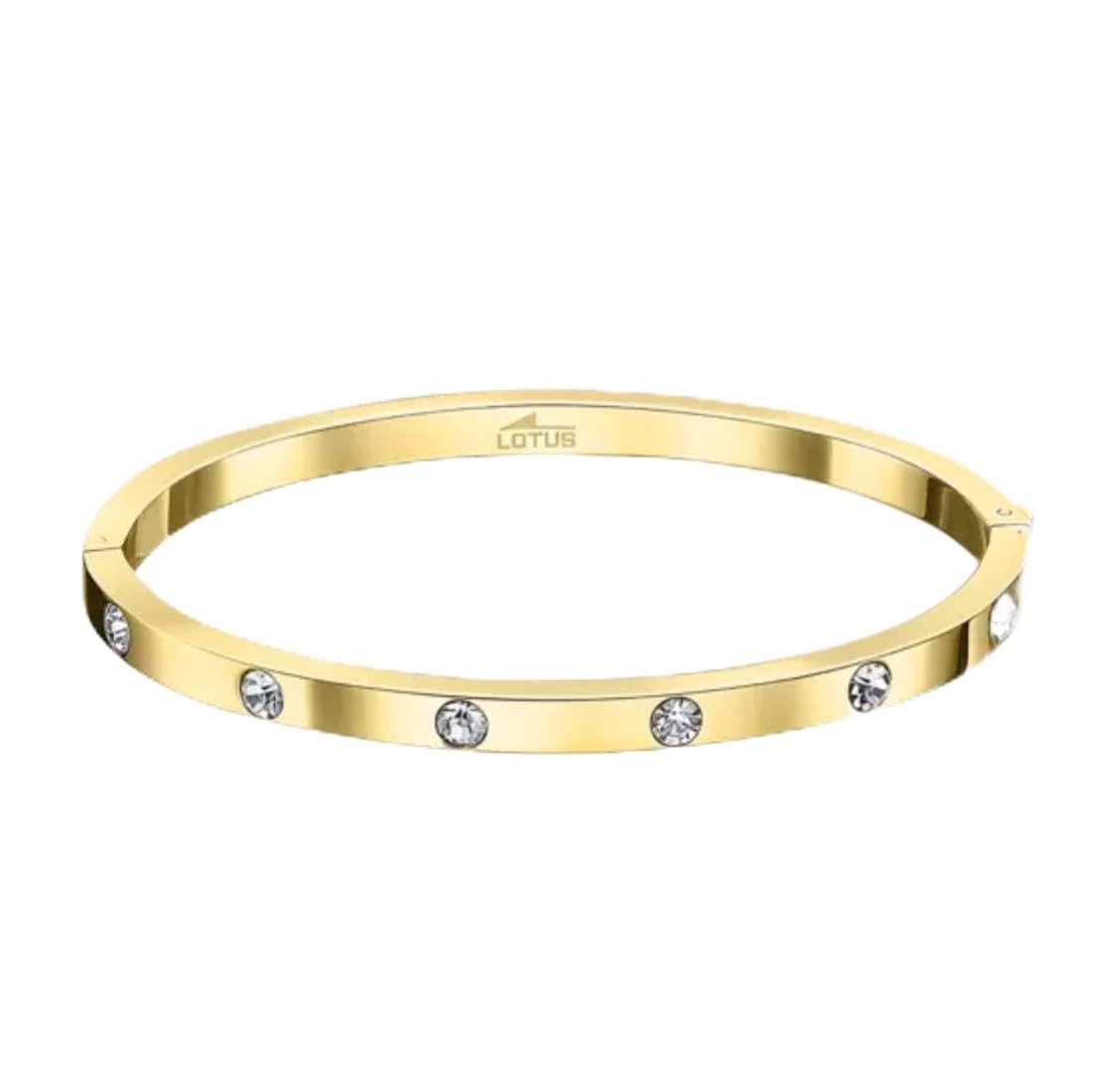 LOTUS Pulsera Brazalete con Circonitas Y Acero Chapado En Oro