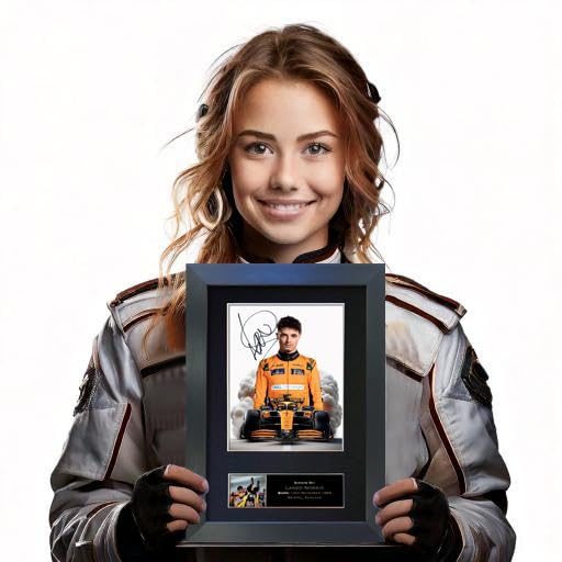 Lando Norris F1 Signed Reproduction Autograph Mounted Photo Print A4 Black Frame #867, Full Colour, 34L x 26W cm - Image 4