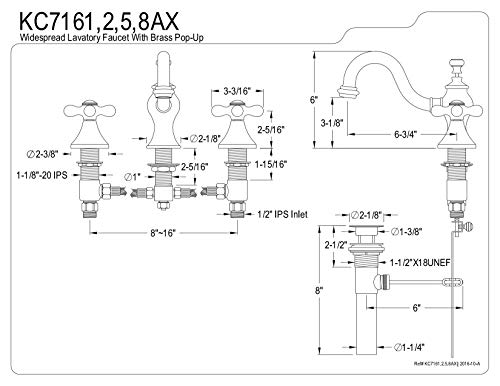 Kingston Brass KC7162AX 8 in. Widespread Bathroom Faucet, Polished Brass by Kingston Brass - Image 3