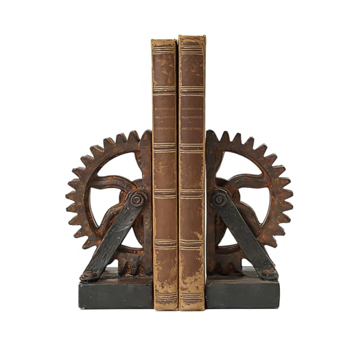 Braxio Decorative Bookends Industrial Gear - Set...
