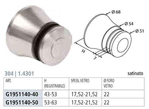 Fissaggio A Punto Per Vetro In Acciaio Inox AISI 304 | Borchia Di Sostegno Ø52 Mm | Per Vetri Spessi 12-21,5 Mm - Foto 7