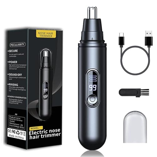 Cortador Pelos Nariz, YiYunTE USB Recargable Recortador Pelos nariz y Orejas Hombres Mujeres, Nose Hair Beard Trimmer Profesional Con Pantalla Led, Impermeable Quitapelos Nariz para Cejas Cara Vello