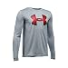 Under Armour Boys' Novelty Big Logo Long Sleeve, Steel/Black, Youth Large