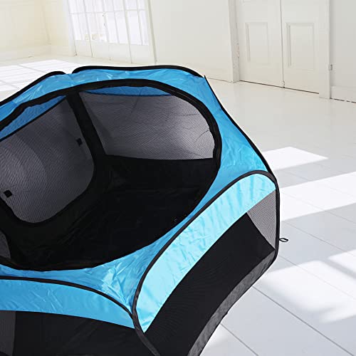 Portable Dog Playpen Cat Tent,Portable Cat Playpen Dog Tent,Pop Up Playpen for Small Middle Dogs Cats Pet Tent Playground,Indoor Outdoor,37x37x24,Blue/Black,1Pack