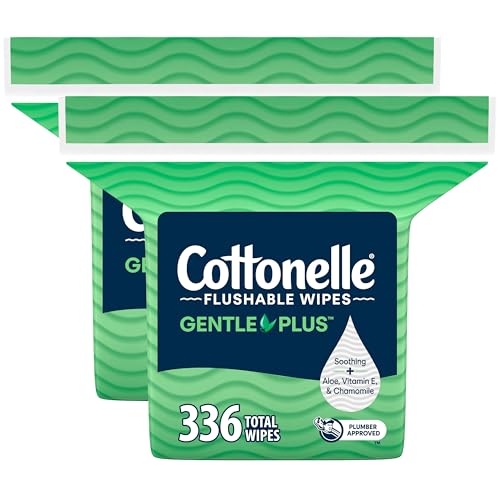 Cottonelle GentlePlus Flushable Wipes, 2 Packs, 168 Wipes per Pack