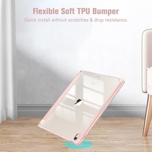 Image of Fintie Hybrid Slim Case for iPad Air 13-inch (M2) 2024, [Built-in Pencil Holder] Shockproof Cover with Clear Transparent Back Shell (Rose Gold)