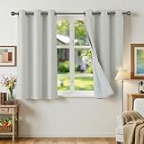 Runyéla 100% Vorhänge Blickdicht Leinenoptik, Gardinen mit Ösen Leinen 2er Set, H 120 x B 90 Thermovorhang Hitzeschutz Akustik Hellbeige Lärmschutzvorhang für Schlafzimmer Wohnzimmer