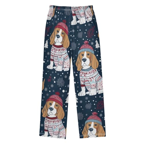 ZZXXB Winter Beagles Pattern Boys Long Pants Soft Trousers Elastic Waist Kids Lounge Bottoms with Pockets S-XL2