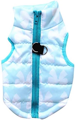 Roagerly Zip Up Dog Vest Step-in Dog Jacket with Zipper Closure and Leash Ring Winter Sweater Warm Dog Clothes for Small Dogs Girl or Boy(Light Blue,S)
