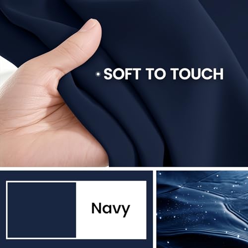 Image of COSVIYA 100% Navy Blue Blackout Curtains for Kids Room 72 Inches Length | Room Darkening Light Blocking Drapes for Bedroom, Thermal Insulated Grommet Window Panels with Black Liner, W40xL72, 2 Panels