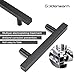 goldenwarm 30 Pack Black Kitchen Cabinet Pulls Modern T Bar Drawer Pulls 3Inch Cabinet Hardware - LSJ22BK76 Euro Style Door Handles Black Drawer Handles Kitchen Hardware