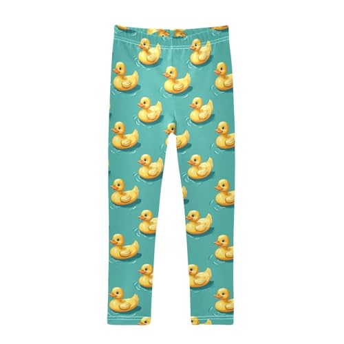 Girls Leggings Yellow Ducks Teal Soft Toddler Leggings for Girls Kids Pants Size 4T-10T