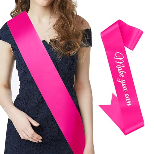 CIEHER Rose Pink Sash Blank Satin Sash Bride Sash Custom Sash Prom Court Sash Mommy to Be Sash Birthday Sash Hot Pink Bride to Be Sash Bachelorette Sash 2024 Graduation Sash Make Your Own