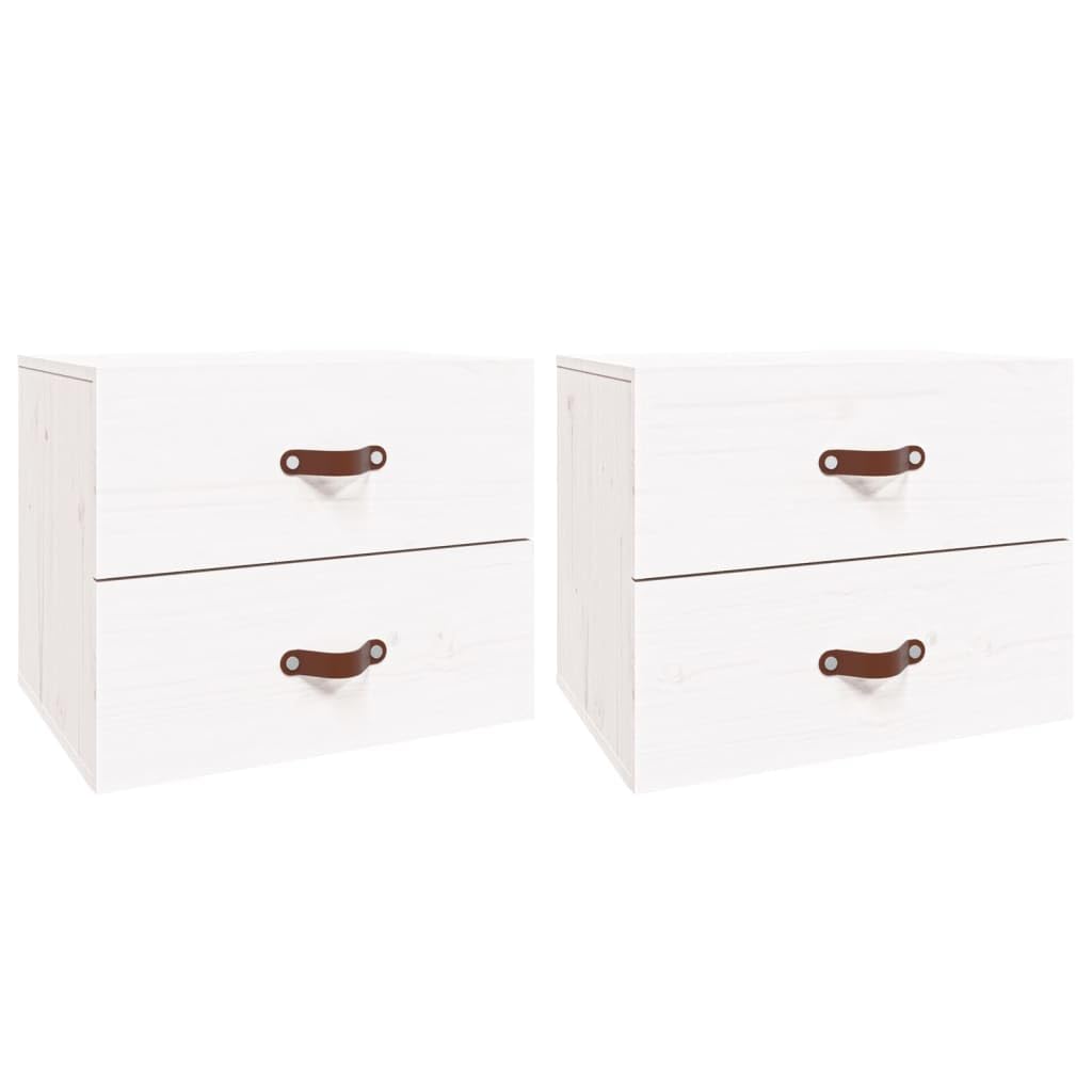 Table de chevet murale blanche design moderne bois pin massif