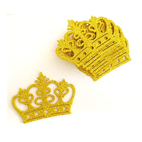Extra Small Glitter Crown Decoration, EVA Foam, 10 Pieces (Gold)