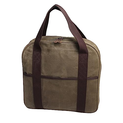 Preferred Nation Waxed Canvas water resistant Cable Bag for Jumper Cables, EV Charging Cables, Chains, Straps, or Cords Heavy duty storage bag with slots for tools.