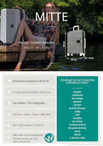 Miniatura 2 de Hauptstadtkoffer Mitad - Maleta Rígida Mediana Tsa, 4 Ruedas, Equipaje Check-In Con Ampliación De Volumen De 8 Cm, 68 Cm, 88 L, Marille, Marille, 68, Maleta