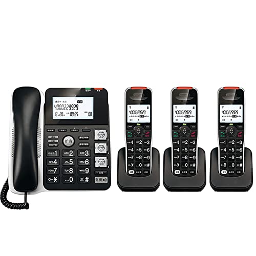 CAFIEDR Teléfono Combinación de teléfono inalámbrico y teléfono de Escritorio, Pantalla Grande y Botones Grandes, 3 Grupos de marcación por Imagen, Pantalla de Llamada, Llamada t(Negro 3)