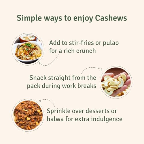 Image of FarMart Pantry Premium Cashews (Whole & Unroasted)| 500g Pack | W320 | Creamy, Crunchy & 100% Natural | High in Protein, Fibre & Magnesium | Ideal for Snacking, Cooking & Sweets |